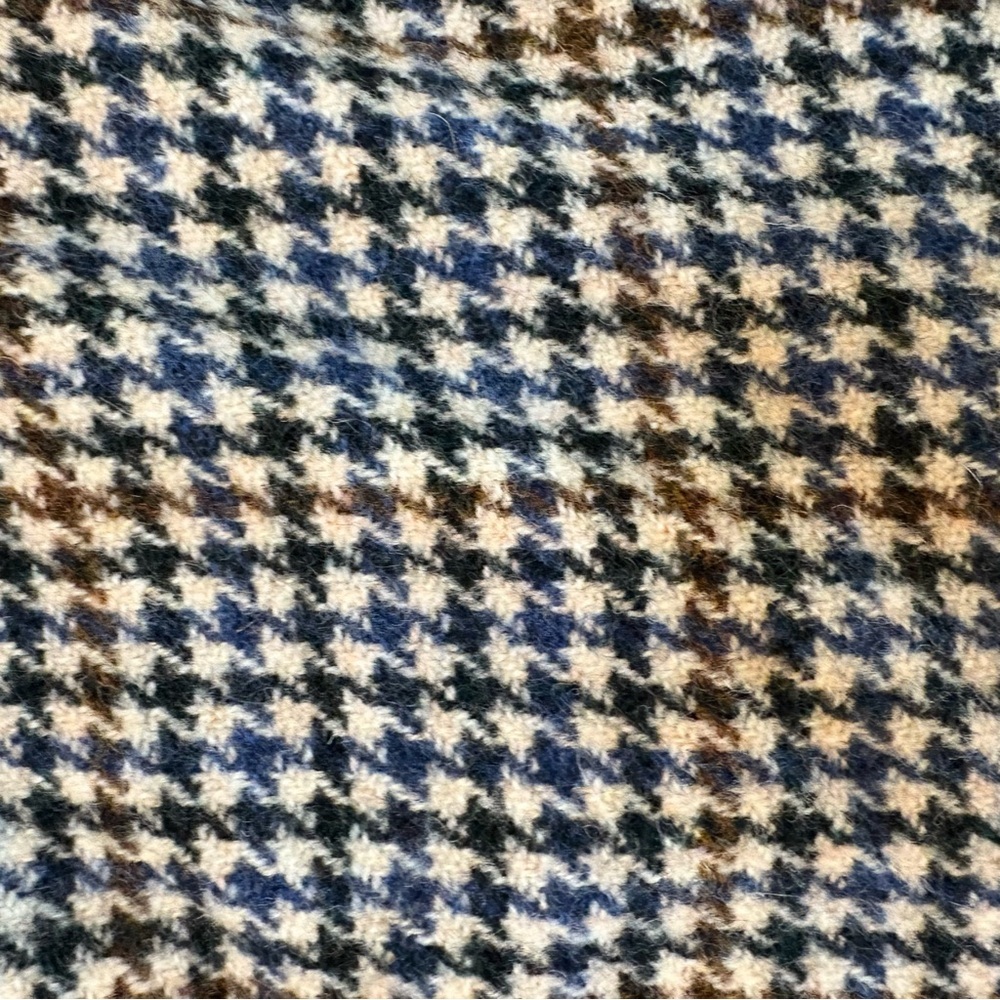 J. Crew Black, Blue, Tan Houndstooth A-Line Skirt Wool Size 2 Ruffle Lined​ - Picture 4 of 9